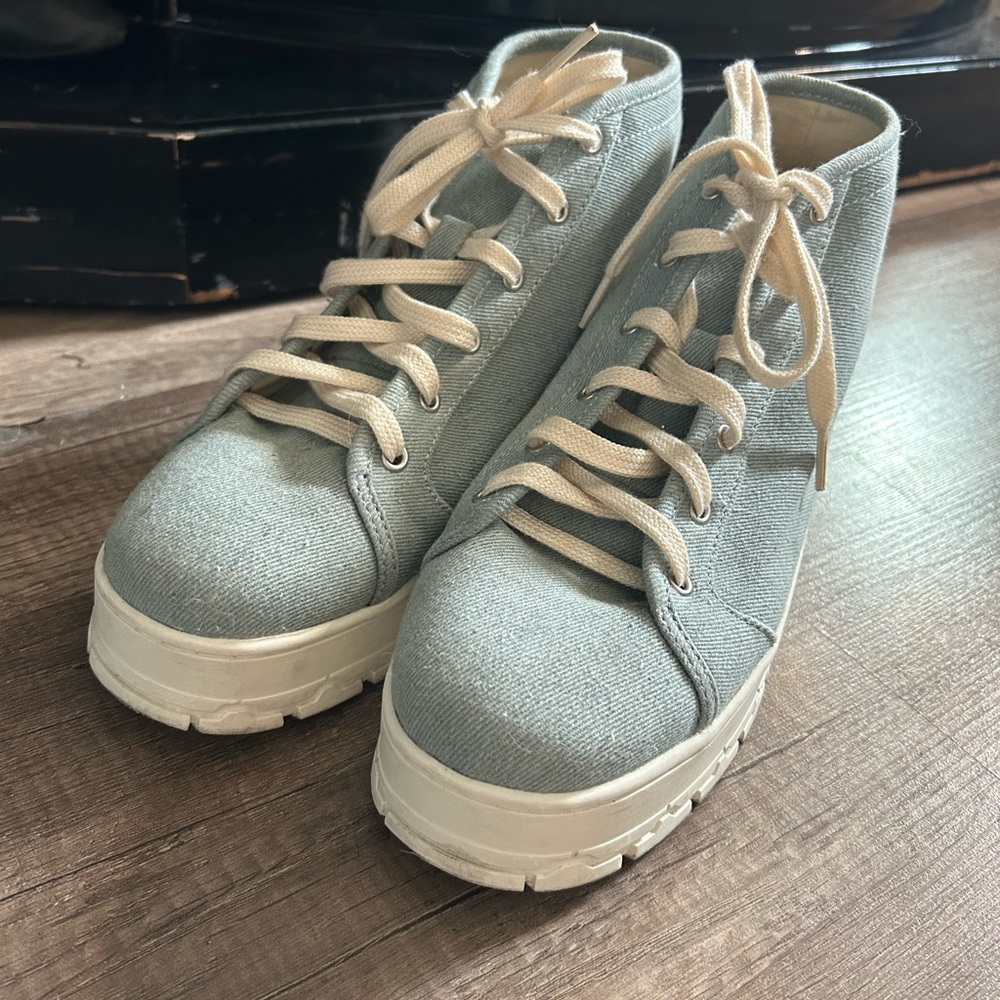Zara Platform High Top Jean Lug Sole Shoes EU 39 Tire Tread